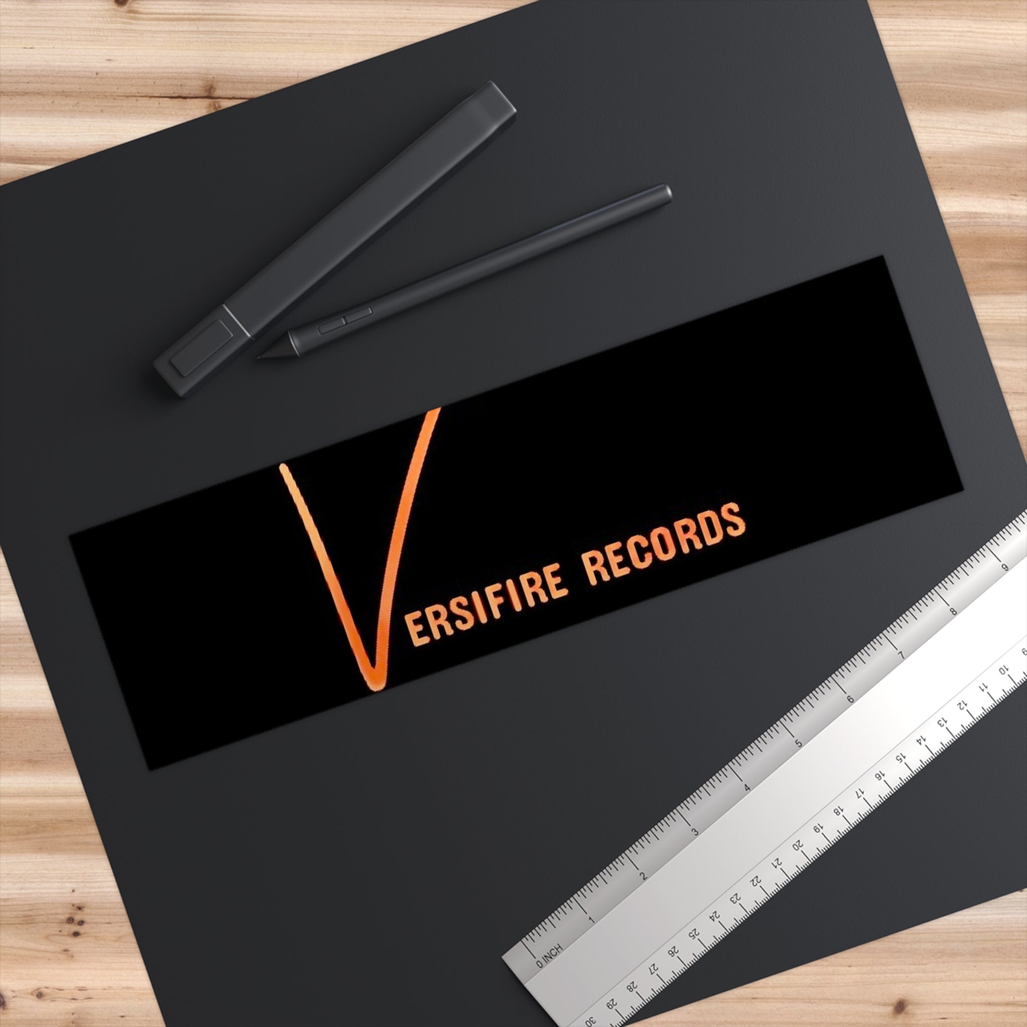 Versifire Records Logo Bumper Sticker — Black & Orange Band/Label Decal