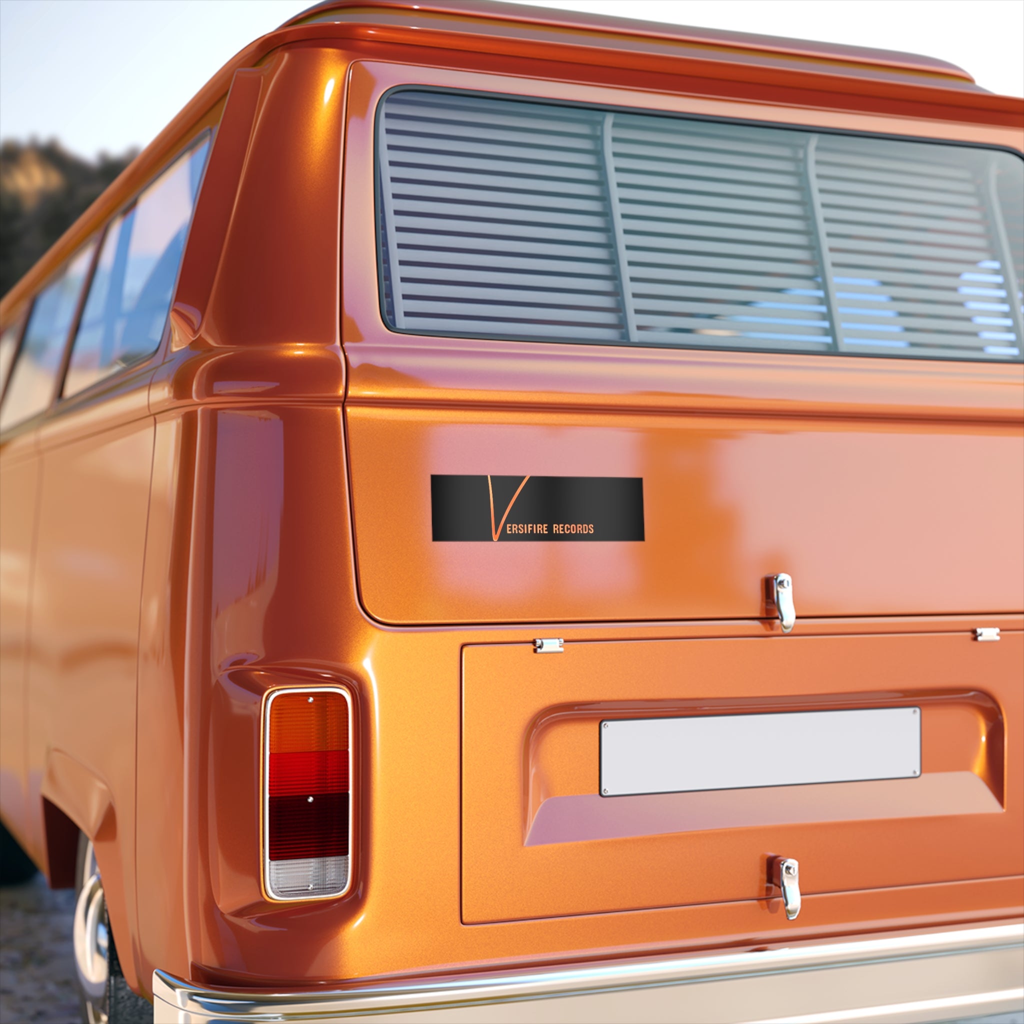 Versifire Records Logo Bumper Sticker — Black & Orange Band/Label Decal